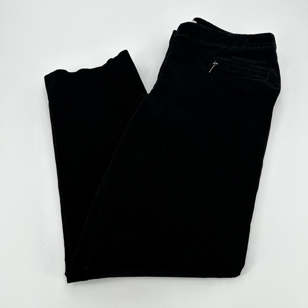 Talbots Signature Black Corduroy Straight Leg Pants Womens 10 Petite Zip Pockets